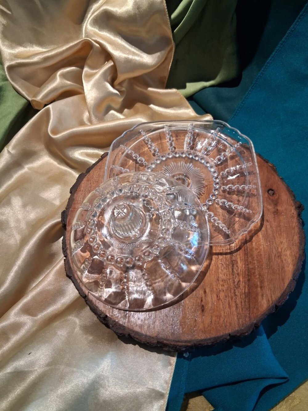 Art Deco Imperial Glass Company (c. 1927–1930s) Beaded Block Pattern Domed Dish